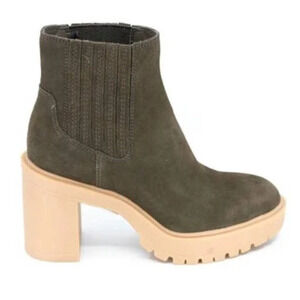 Dolce Vita Caster H20 Bootie Lug Sole Waterproof Leather Olive Green NEW 8.5